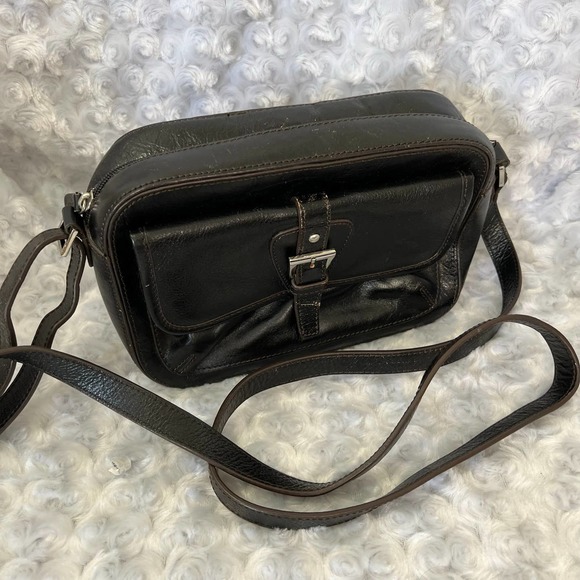 ETIENNE AIGNER LEATHER CROSSBODY DARK BROWN - Picture 2 of 7